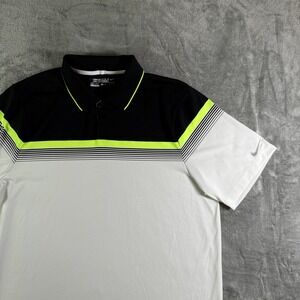 Nike Golf Tour Performance Polo Shirt Mens 12 Oaks XL Dri Fit Black White (Read)